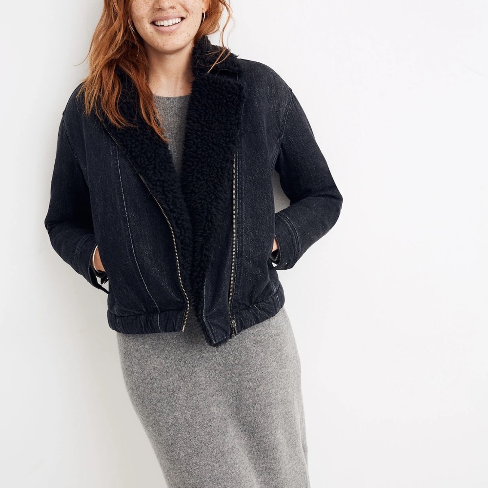 Madewell Sherpa Motorcycle Jean Jacket
